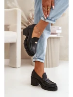 Zazoo 20168 Eleganckie Półbuty Damskie Na Słupku Skóra Naturalna Czarne