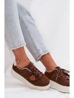 Dámské tenisky na platformě s ozdobnými čokoládové model 21919538 - Boto