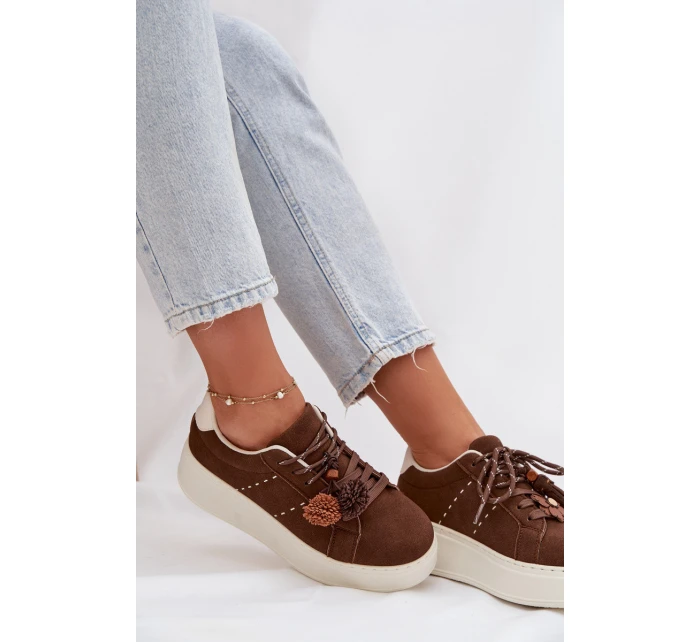 Dámské tenisky na platformě s ozdobnými čokoládové model 21919538 - Boto