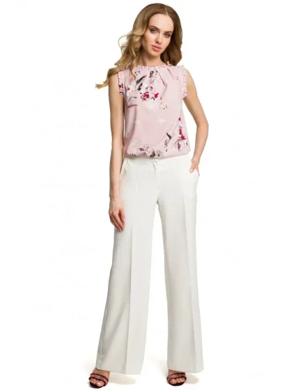 M378 Nohavice so širokými nohavicami - farba ecru