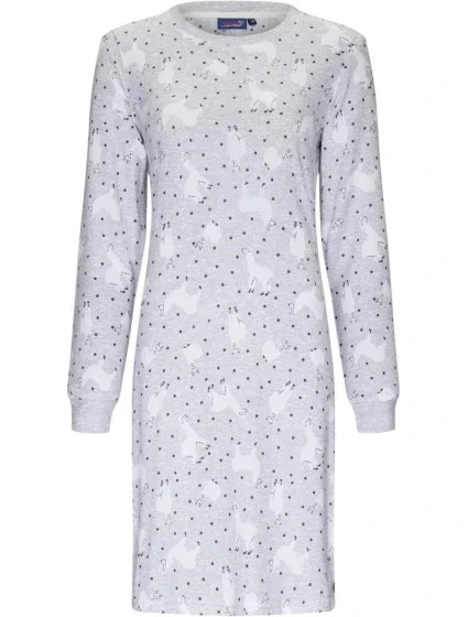 Dámska nočná košeľa 11232-416-2 sivá vzor lama - Rebelle Dámska nočná košeľa 11232-416-2 sivá vzor lama - Rebelle
