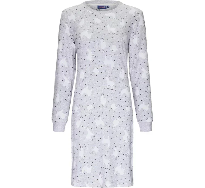 Dámska nočná košeľa 11232-416-2 sivá vzor lama - Rebelle Dámska nočná košeľa 11232-416-2 sivá vzor lama - Rebelle