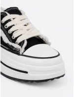 Luxusné čierne tenisky na platforme pre ženy Luxusné čierne tenisky na platforme pre ženy