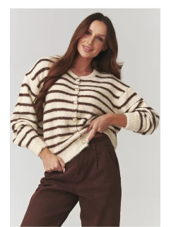 Zapínanie svetra model 220765 Makadamia