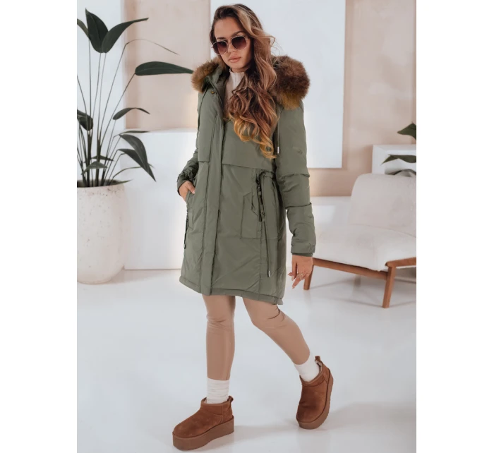 Dámská zimní bunda parka s kapucí zelená Dstreet model 21991264 - FashionStreet