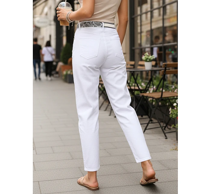 Dámske džínsy s vysokým pásom mom fit white FashionStreet UY2935