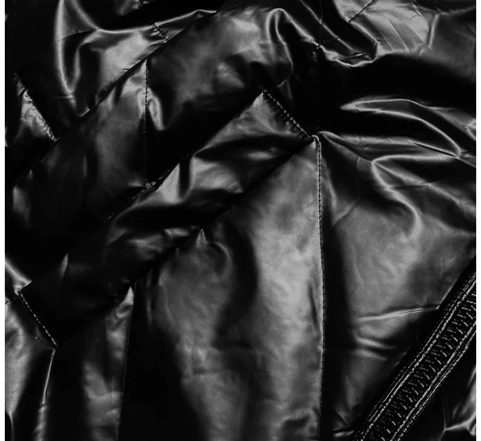 Krátká černá lesklá dámská bunda model 17110306 - MHM