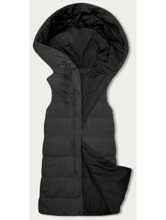 Černá oboustranná oversize vesta s kapucí (V724)