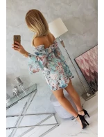 Španielske kvetinové šaty v mätovej farbe Španielske kvetinové šaty v mätovej farbe