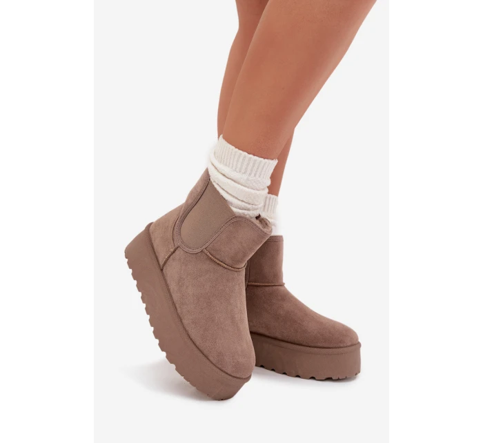 Damskie Śniegowce Z Elastyczną Wstawką Khaki Kiora