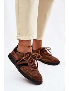Kožené semišové dámské tenisky hnědé Ismina
