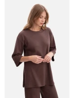 model 21379872 Žebrovaný pletený top hnědý - BeWear