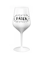PÁTEK - bílá nerozbitná sklenice na víno 470 ml