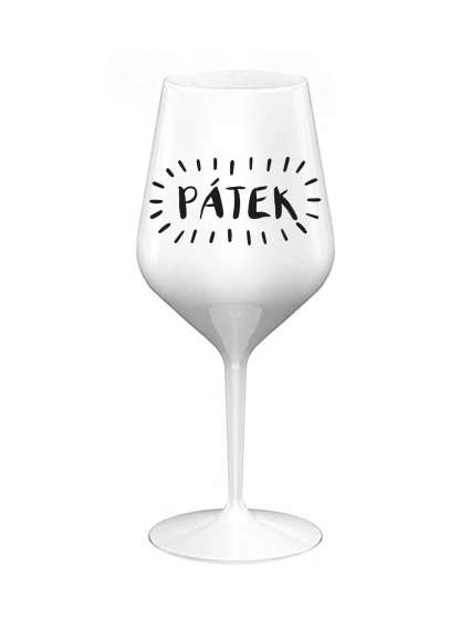 PÁTEK - bílá nerozbitná sklenice na víno 470 ml