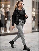 Dámska prešívaná prechodná bunda s kapucňou, čierna, FashionStreet TY6093 Dámska prešívaná prechodná bunda s kapucňou, čierna, FashionStreet TY6093