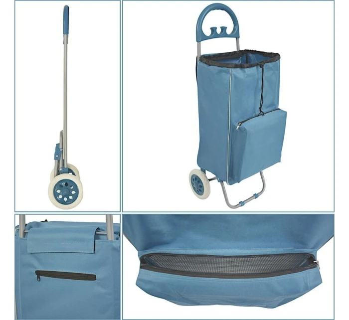 NÁKUPNÁ TAŠKA NA KOLIESKACH S RÁMOM 40L MODRÁ