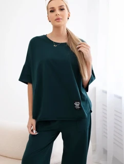Bavlnená blúzka + nohavice tmavozelená