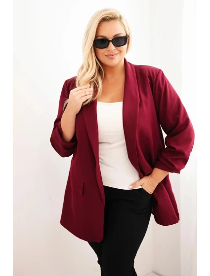 Dámska elegantná plus size bunda bordová Dámska elegantná plus size bunda bordová