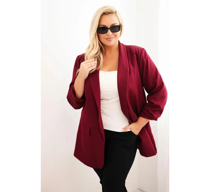 Dámska elegantná plus size bunda bordová Dámska elegantná plus size bunda bordová