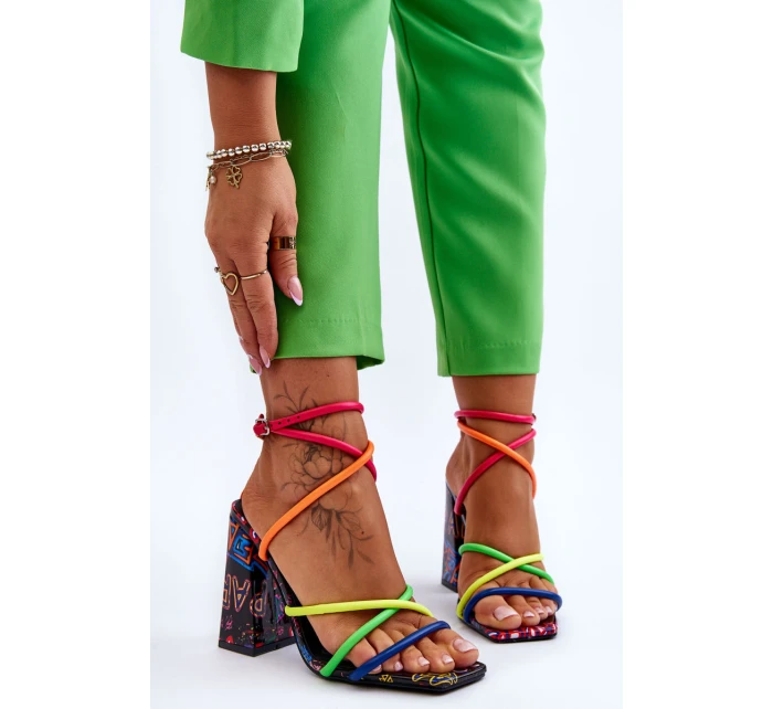 Modne Sandały Na Obcasie Multikolor Josette Modne Sandały Na Obcasie Multikolor Josette