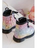 Dziecięce Brokatowe Botki Ocieplane z Suwakiem Multikolor Saussa Dziecięce Brokatowe Botki Ocieplane z Suwakiem Multikolor Saussa