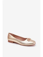 Elegantní Dámské Baletky S Dekorací model 21690098 Zlaté - VINCEZA