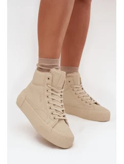 Ocieplane Trampki Damskie Na Platformie Big Star OO274795 Beżowe