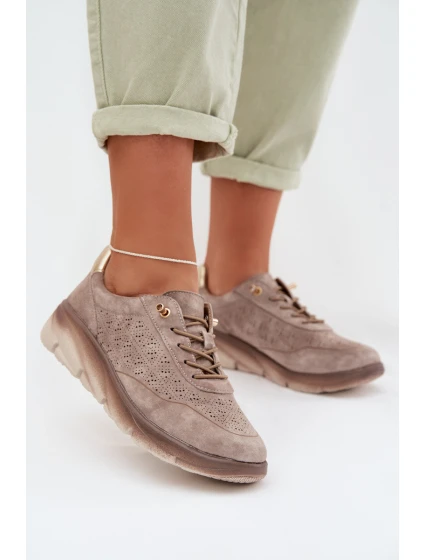 Kožené dámské tenisky s perforací Sergio Leone SP-002 šedé Kožené dámské tenisky s perforací Sergio Leone SP-002 šedé