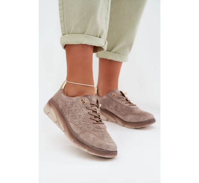 Kožené dámské tenisky s perforací Sergio Leone SP-002 šedé Kožené dámské tenisky s perforací Sergio Leone SP-002 šedé