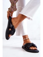 Dámské módní kožené pantofle Černá Savirra