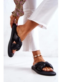 Dámské módní kožené pantofle Černá Savirra