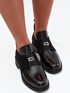 Dámske čižmy Vinceza - čierne, lakované, zateplené, s nízkym podpätkom