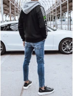 Pánska zateplená mikina s potlačou čierna FashionStreet BX5613