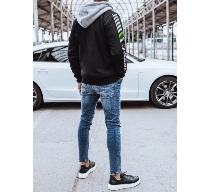 Pánska zateplená mikina s potlačou čierna FashionStreet BX5613
