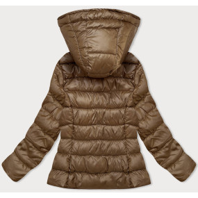 Hnedá prešívaná dámska zimná bunda s kapucňou (YP-22075-101)