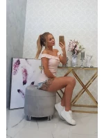 Trblietavá blúzka s volánikmi púdrovo ružová