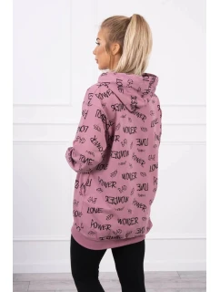 Mikina s nápisom tmavoružová