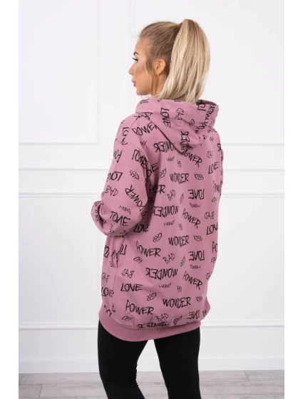 Mikina s nápisom tmavoružová