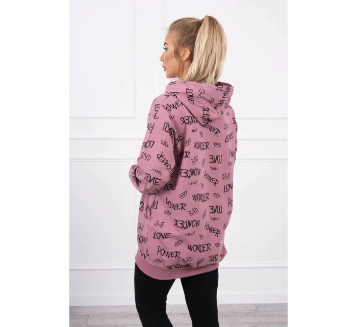 Mikina s nápisom tmavoružová