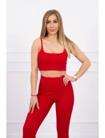 Súprava s blúzkou s rebrovaním červená Súprava s blúzkou s rebrovaním červená