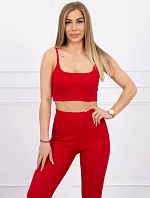 Súprava s blúzkou s rebrovaním červená