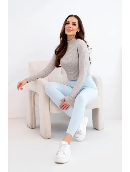 Dámske legíny s vysokým pásom a elastickým pásom modré