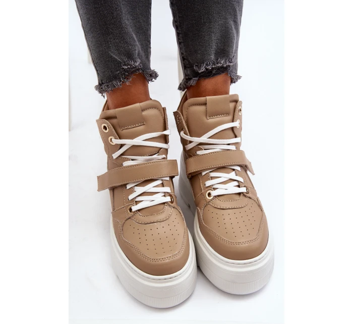 Zazoo 3450 Skórzane Sneakersy Damskie Beżowe