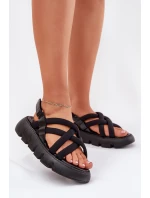 Dámské sandály na platformě se pásky černé model 21696142 - Boto Dámské sandály na platformě se pásky černé model 21696142 - Boto