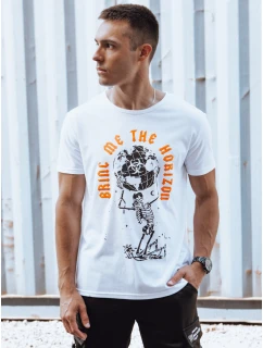 Pánske biele tričko s potlačou FashionStreet RX5619