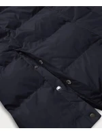 Tmavomodrá dlhá dámska zimná bunda s kožušinovou podšívkou (2M-025) Tmavomodrá dlhá dámska zimná bunda s kožušinovou podšívkou (2M-025)