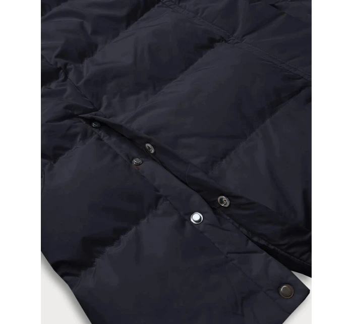 Tmavomodrá dlhá dámska zimná bunda s kožušinovou podšívkou (2M-025) Tmavomodrá dlhá dámska zimná bunda s kožušinovou podšívkou (2M-025)