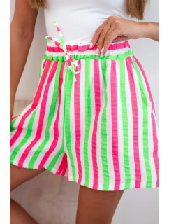 Dámské bavlněné šortky s proužky zelený neon
