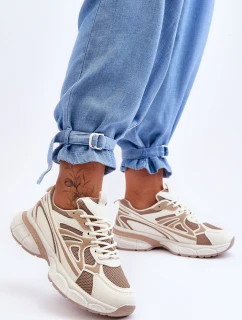 Damskie Buty Sportowe Sznurowane Beżowe Emare
