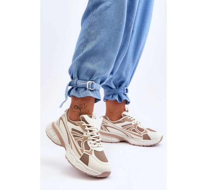 Dámské sportovní šněrovací boty Béžove model 21626276 - Boto